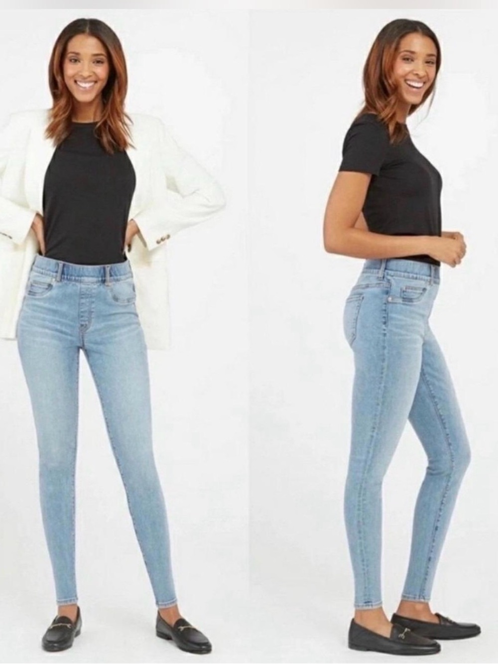 Spanx Light Wash High-Rise Skinny Jeans - Light Blue Size Medium